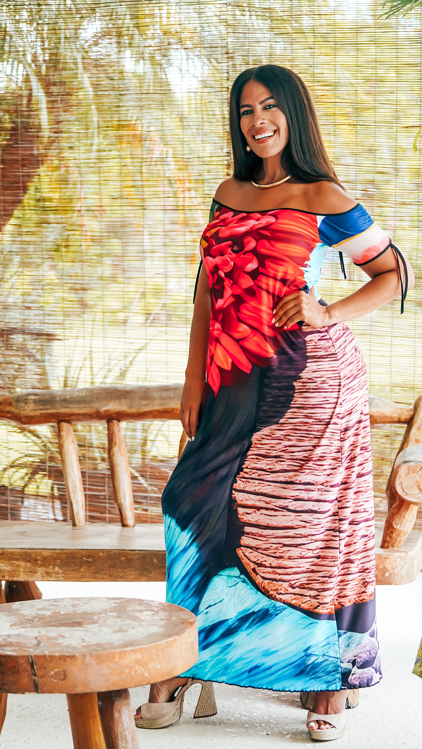 Around the World Valeria Open Back Maxi Dress, Hawaii S